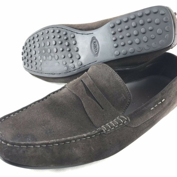 TODS Gommino Penny Loafers Men 8.5 Suede Brown - Picture 3 of 8